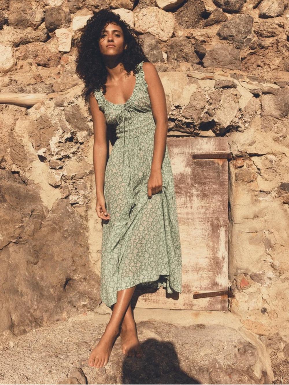 DÔEN Emmaretta Dress in Peridot Tea Floral - Large